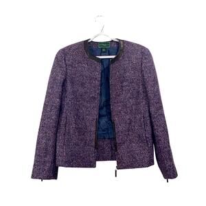 Holland & Holland London Purple Tweed Alpaca Wool Blazer Jacket UK 10